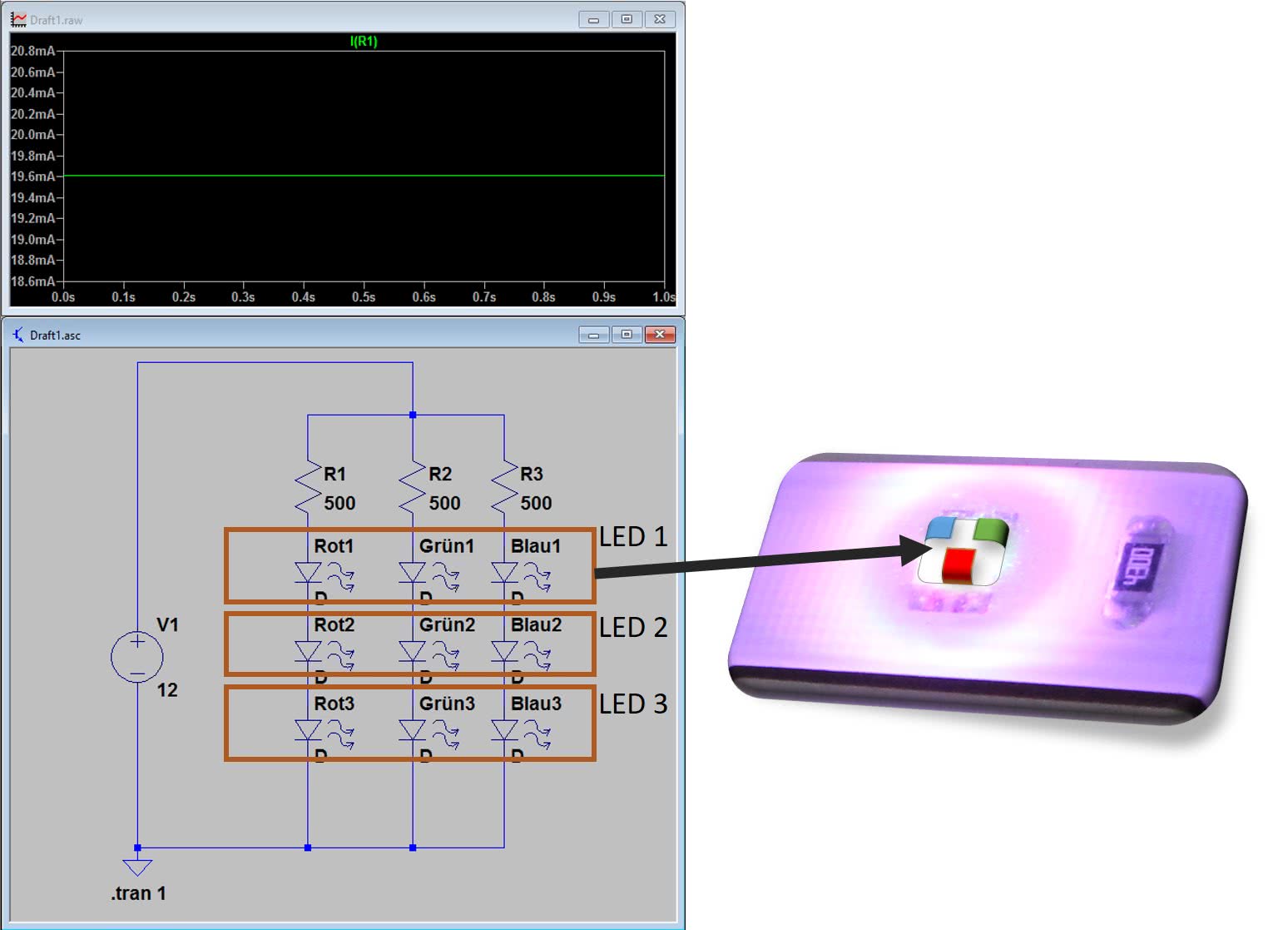 Verschaltung eines RGB LED-Strips.